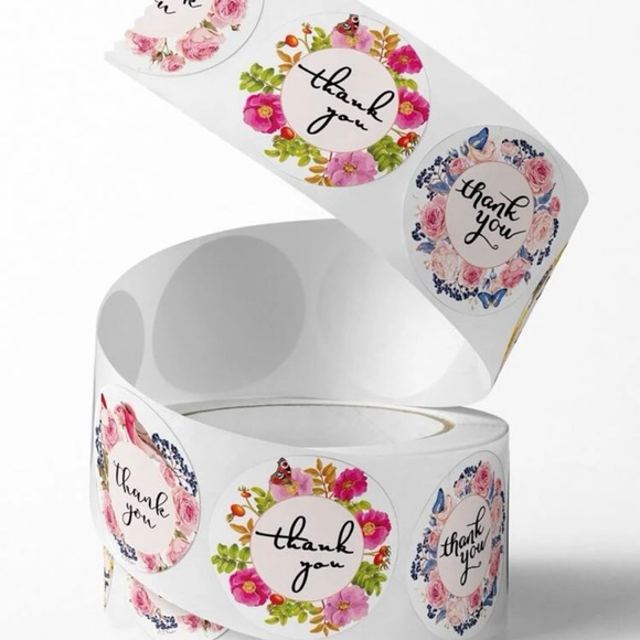 1 Roll of Flower Design Thank You Stickers - Picture 3 of 3